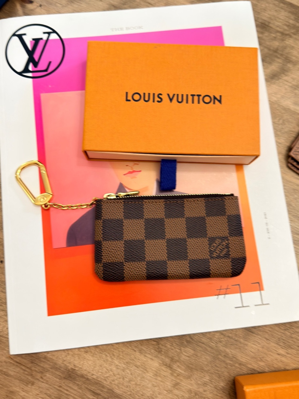Louis Vuitton Brown Damier Ebene Key Pouch with Gold Hardware